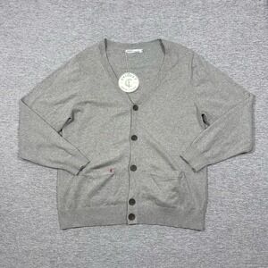 Criquet Cardigan Sweater Mens Large Gray Organic Cotton Cashmere Preppy City